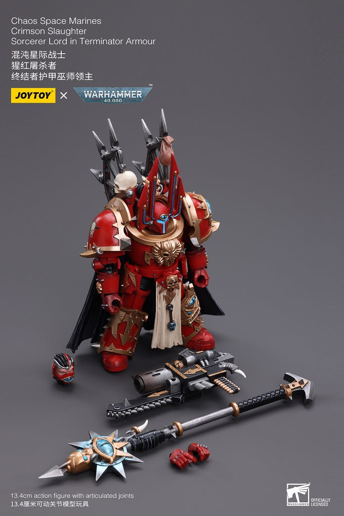 Chaos Space Marines Crimson Slaughter Sorcerer Lord in Terminator Armour - Warhammer 40K Action Figure By JOYTOY