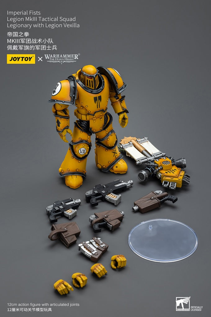 Imperial Fists Legion MkIII Tactical Squad Legionary with Legion Vexilla - Warhammer The Horus Heresy Action Figure By JOYTOY