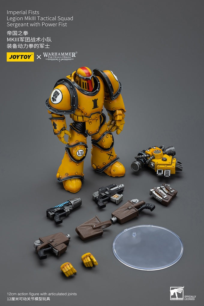 Imperial Fists Legion MkIII Tactical Squad Sergeant with Power Fist - Warhammer The Horus Heresy Action Figure By JOYTOY