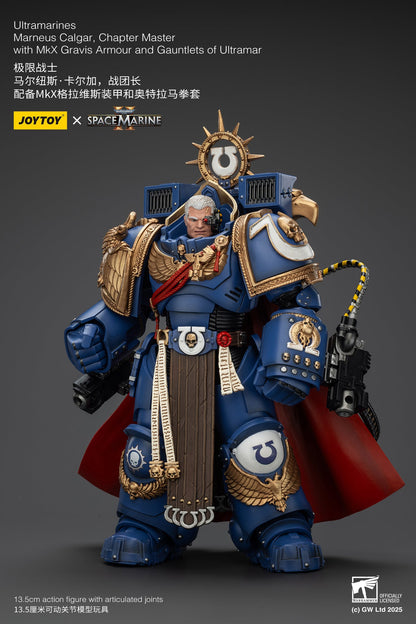 Ultramarines Marneus Calgar, Chapter Master with MKX Gravis Armour and Gauntlets of Ultramar- Warhammer SPACE MARINE II  1/18 Action Figure By JOYTOY