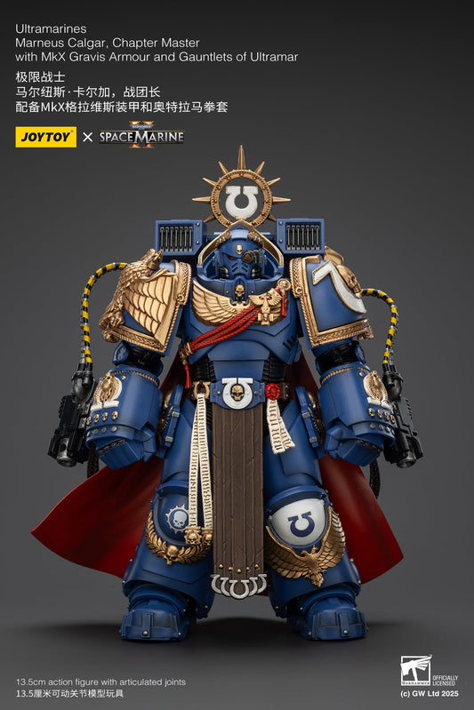 Ultramarines Marneus Calgar, Chapter Master with MKX Gravis Armour and Gauntlets of Ultramar- Warhammer SPACE MARINE II  1/18 Action Figure By JOYTOY