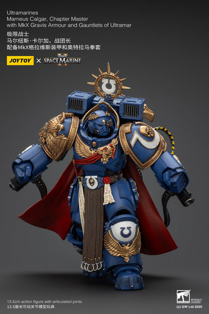 Ultramarines Marneus Calgar, Chapter Master with MKX Gravis Armour and Gauntlets of Ultramar- Warhammer SPACE MARINE II  1/18 Action Figure By JOYTOY