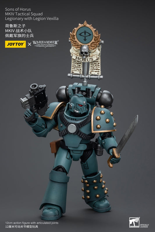 Sons of Horus MKIV Tactical Squad Legionary with Legion Vexilla - Warhammer "The Horus Heresy"Action Figure By JOYTOY