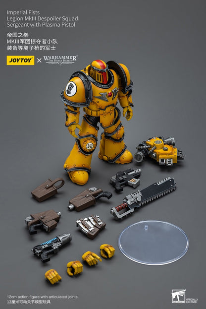 Imperial Fists Legion MkIII Despoiler Squad Sergeant với Súng lục Plasma - Mô hình hành động Warhammer The Horus Heresy của JOYTOY