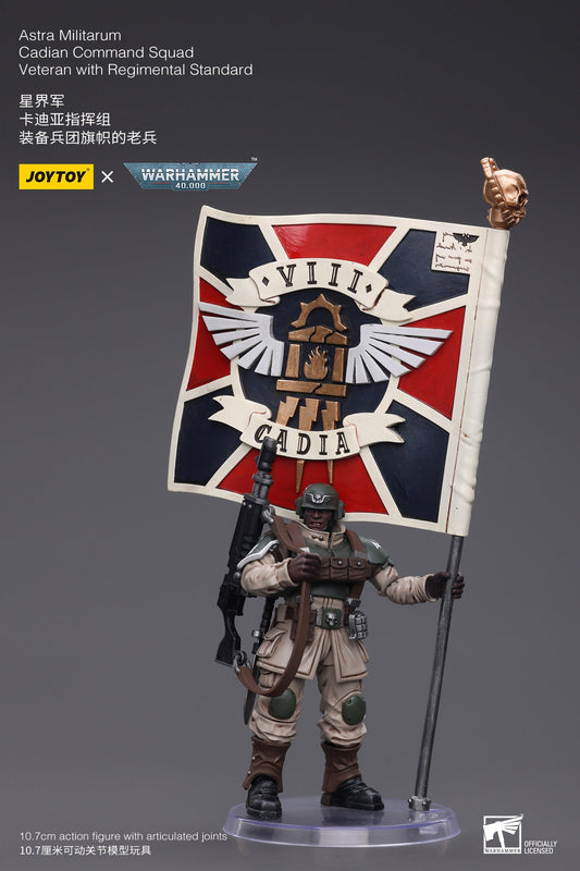 Astra Militarum Cadian Command Squad Veteran with Regimental Standard - Warhammer 40K Action Figure By JOYTOY