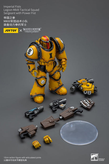 Imperial Fists Legion MkIII Tactical Squad Sergeant with Power Fist - Warhammer The Horus Heresy Action Figure By JOYTOY